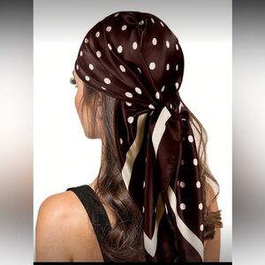 Brown Polka Dot Silk headkerchief